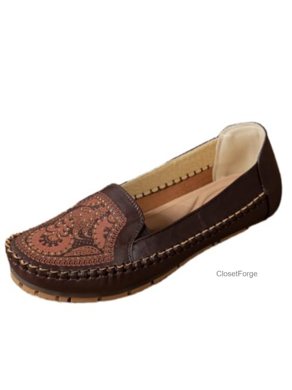 Womens Faux Leather Penny Loafers Slip On Work Flats Comfortable Lightweight